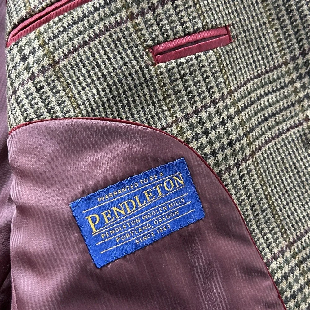 Pendleton Blazer Mens 42R Gray Wool Glen Plaid Sport Coat Jacket Tweed Classic